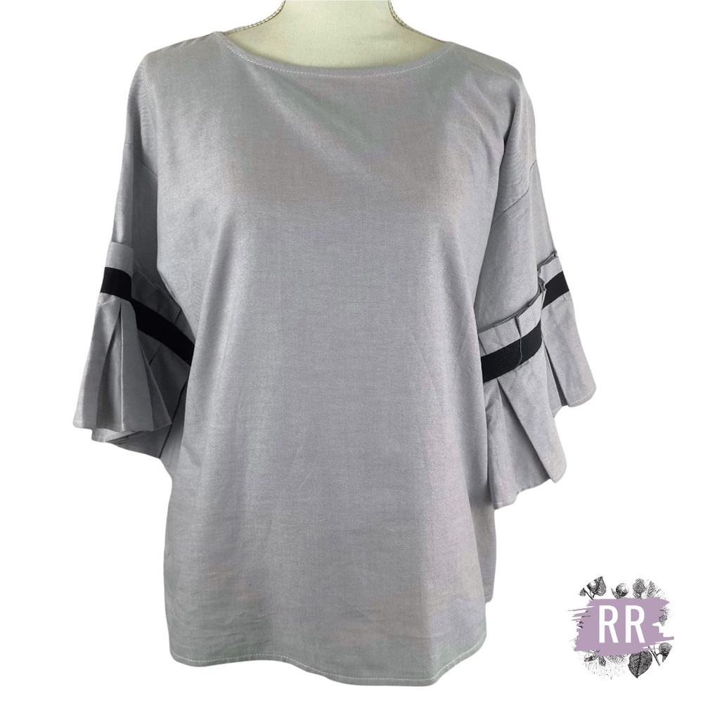 CHEPE ITALY Ruffle Pleated Ribbon Trim Top